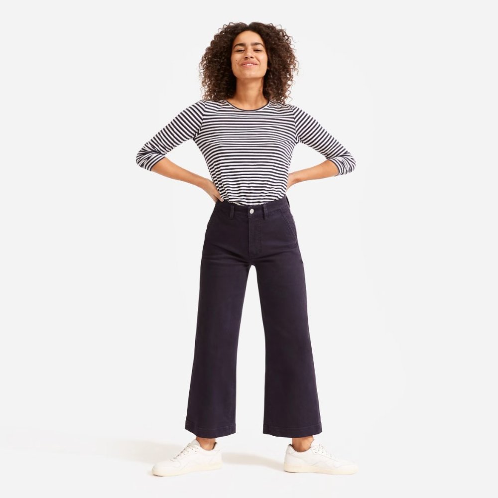 Everlane Wide Crop Pant Navy Sz 00 NWOT